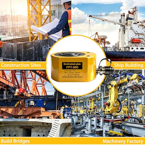 Jooptoolwook 50T Multi-Section Low Profile Hydraulic Ram Jack, 2.59" Stroke Portable Mini Hydraulic Lifting Cylinder for Machinery, Bridge & Construction Industry - size: 50T