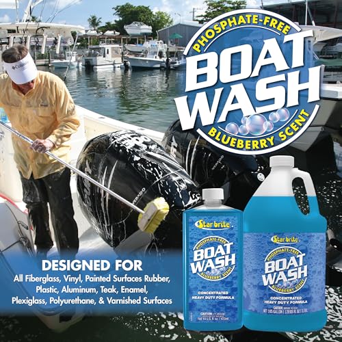 STAR BRITE Concentrated Boat Wash, Heavy-Duty, Non-Streak, Blueberry Scent - style: 128 OZ Wash