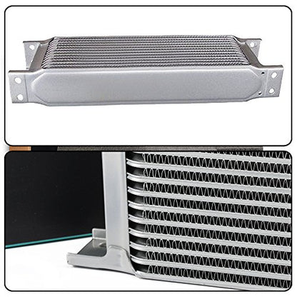 Universal 28 Row 10AN-10AN Aluminum Engine Transmission Oil Cooler + 7" Fixed Engine Cooling Fan