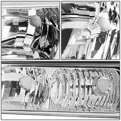 DNA MOTORING Pair Headlight Assembly Compatible with 2003-2006 Chevy Silverado 1500 2500 3500 1500 HD 2500 HD Avalanche 1500 2500, w/o Factory Cladding, Chrome/Clear, HL-OH-CS03-4P-CH-CL1 - color: Chrome / Clear