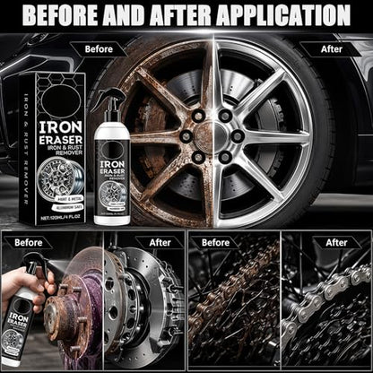 2Pcs Rust Remover Spray, Iron & Rust Remover for Car Wheels, Paint & Brake Dust, Automotive Surface Cleaner