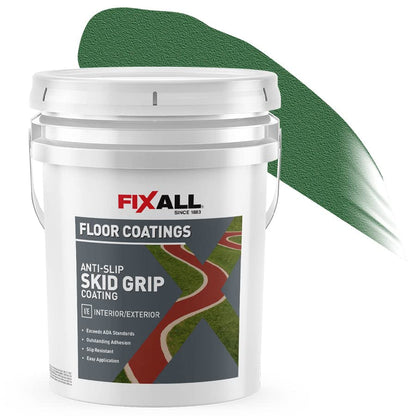 FIXALL Skid Grip Anti-Slip Coating, 5 Gallons, Emerald, Exceeds ADA Standards, Ideal for Safety Areas, Slip-Resistant Pavement, Cement & Concrete Paint - color: Emerald, size: 640 Fl Oz (Pack of 1)