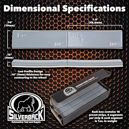 Silverback 1 oz Grey Steel Adhesive Wheel Weights 72 oz Box 72 Pack - color: Gray, size: 1 oz