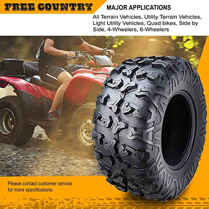 Free Country (2) Premium ATV/UTV Tires 26x11R12 8PR Radial Side Scuff Guard - size: 26X11R12