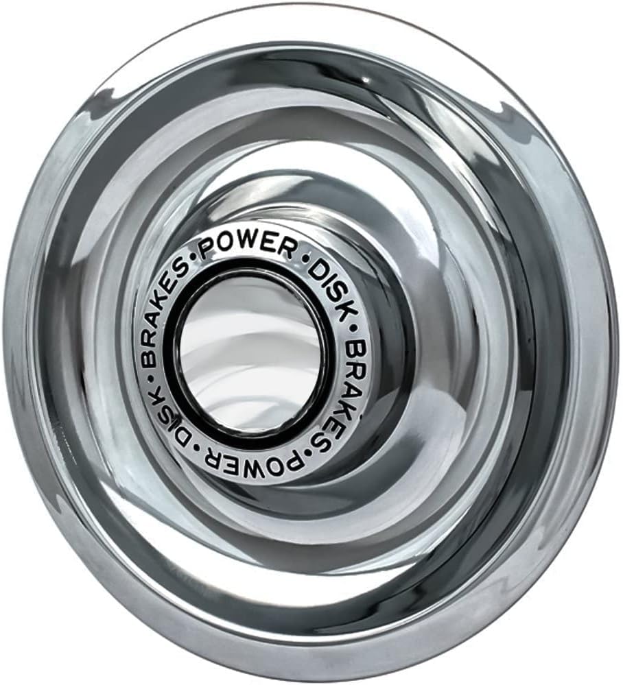 OxGord Power Disc Rally Wheel Center Caps Compatible with GM Classic Car - Snaps Over 14x6, 14x7, 15x6, 15x7, 15x8 & 15x10 Rim - Stainless Steel Cap is 8.1" in Diameter, Chrome