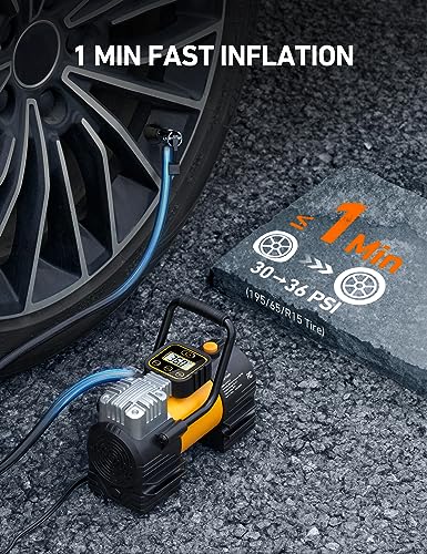 AstroAI Tire Inflator Portable Air Compressor 12VDC Tire Pump Digital Gauge