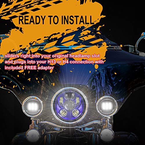 5-3/4 5.75" LED Motorcycle for Iron 883 Dyna Sportster Low Rider Triple Wide Glide Projector Driving Lamp 1 pcs (Blue) - color: Blue