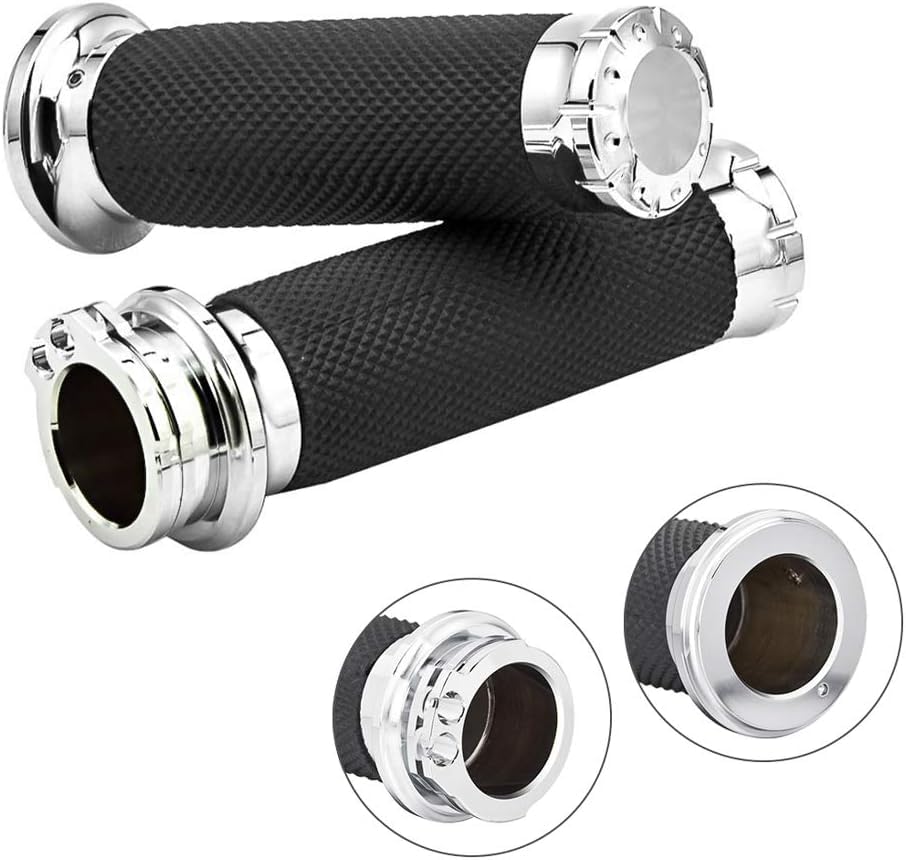 Benlari 1 Inch Motorcycle Hand Grips Handlebar Grips Cable Throttle Compatible for Harley Davidson Sportster Touring Dyna Softail Street Glide 883 1200 - color: Chrome