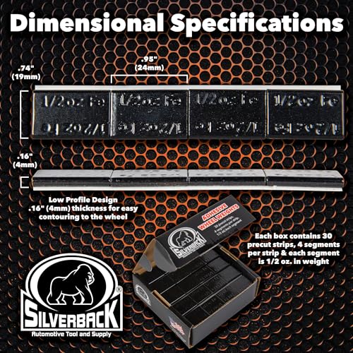Silverback 1/2 oz Black Steel Adhesive Wheel Weights, 120-Piece Box - color: Black, size: 1/2 oz