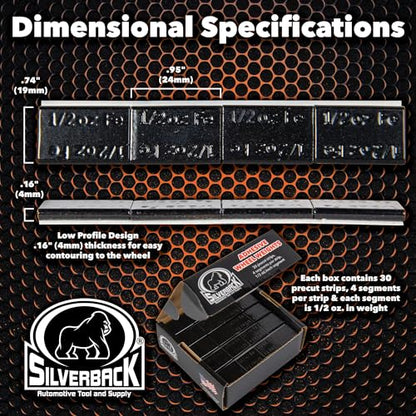 Silverback 1/2 oz Black Steel Adhesive Wheel Weights, 120-Piece Box - color: Black, size: 1/2 oz