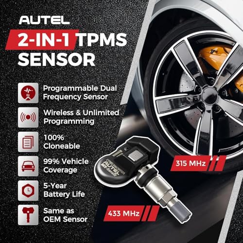 Autel Dual Frequency（315MHz+433MHz） Clamp-in OE-Level Universal Programmable MX-Sensor Metal Camp Stem