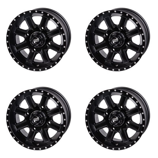 (4 Pack) 4/137 Tusk Cascade Wheel 12x7 5.0 + 2.0 Matte Black For Kawasaki PRAIRIE 360 4X4 2003-2013