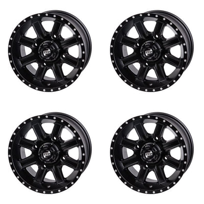 (4 Pack) 4/110 Tusk Cascade Wheel 12x7 5.0 + 2.0 Matte Black For Honda Pioneer 520 2021-2023,2025