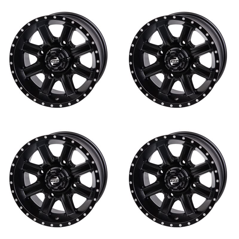 TUSK (4 Pack) 4/137 Cascade Wheel 12x7 5.0 + 2.0 Matte Black for Honda Pioneer 1000-5 Trail 2022-2024
