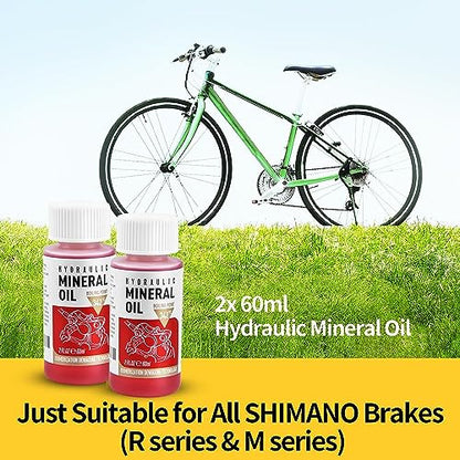 Brake Bleed Kit for Shimano Hydraulic Brakes, Brake Fluid Change Hydraulic Kits, Including High Performance Brake Fluid Mineral Oil 120ml