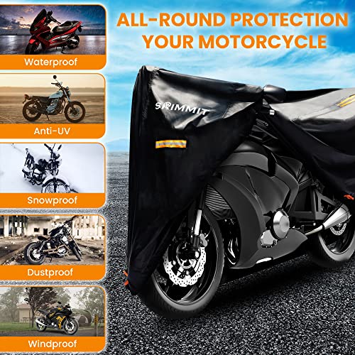 Motorcycle Cover Heavy Duty,Motorcycle Cover 420D,Sun,Waterproof Outdoor Protection,with License Plate Window, 4 Reflective Strips,Lock-Holes Storage Bag(M 78" x 35" x 43") - size: M(78" x 35" x 43")