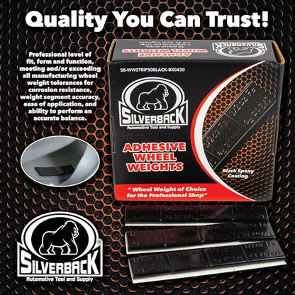Silverback 1/2 oz Black Steel Adhesive Wheel Weights, 120-Piece Box - color: Black, size: 1/2 oz