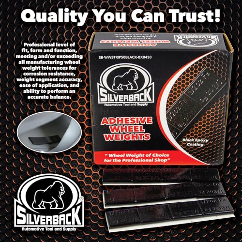 Silverback 1/2 oz Black Steel Adhesive Wheel Weights, 120-Piece Box - color: Black, size: 1/2 oz