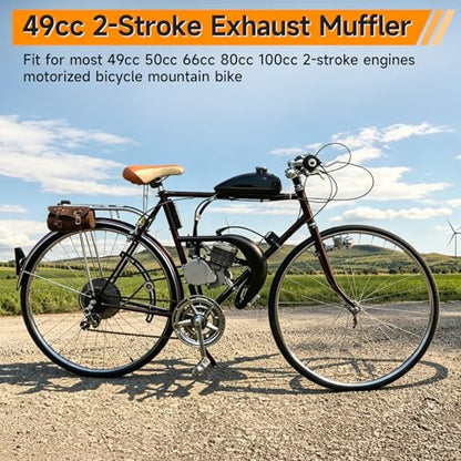 FVRITO Expansion Chamber Exhaust Pipe Muffler for YD100 Motorized Bicycle - color: New-Black
