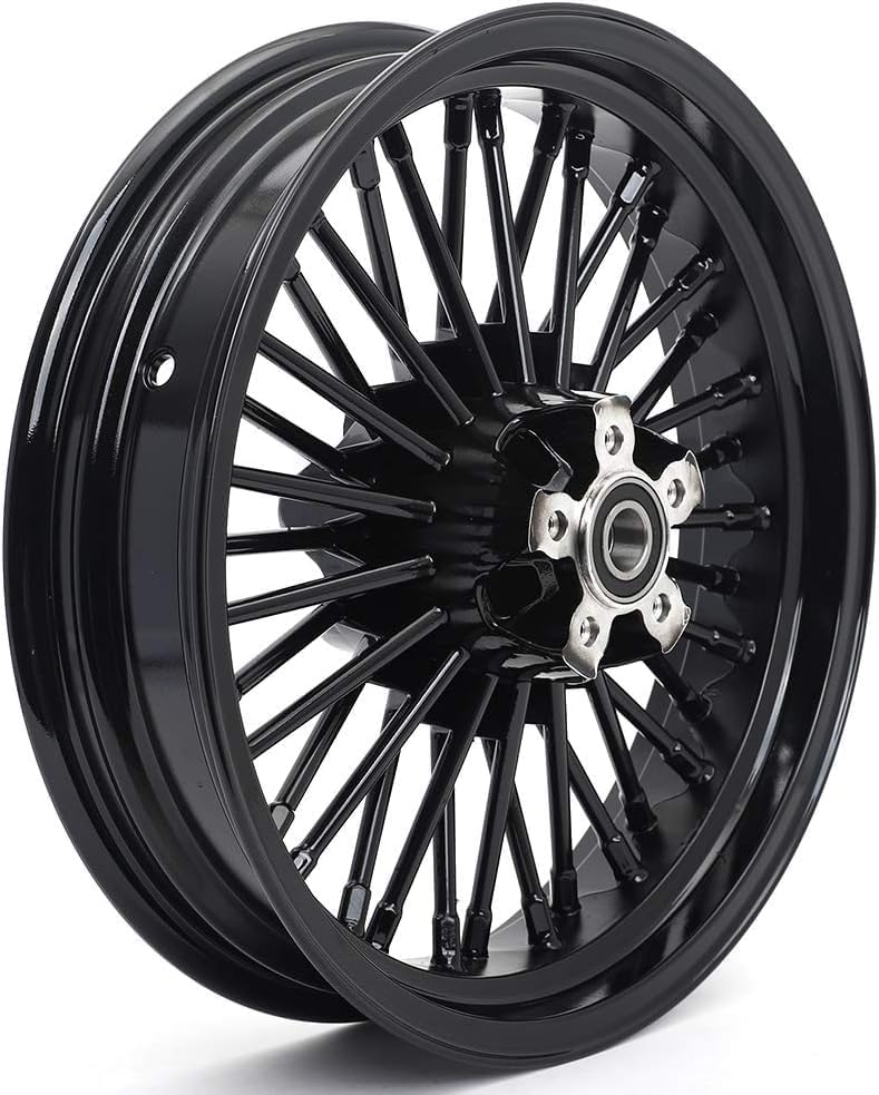 TOFR 17x3.5 16x5.5 Fat King Spoke Wheels Rims For Harley Softail 2006-2017 - color: Gloss Black, size: Front：17x3.5 Rear：16x5.5