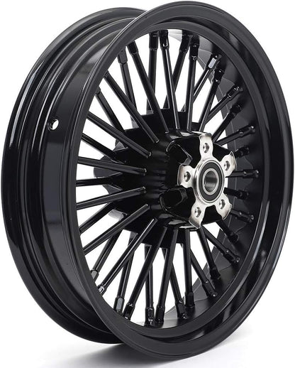 TOFR 17x3.5 16x5.5 Fat King Spoke Wheels Rims For Harley Softail 2006-2017 - color: Gloss Black, size: Front：17x3.5 Rear：16x5.5