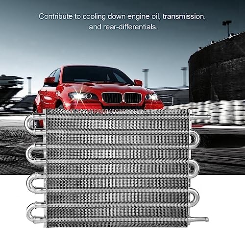 Car 8 Row Remote Transmission Oil Cooler Kit, AutoManual Radiator Converter, Aluminum Alloy Material, Reduce Coolant Temperature, Excellent Cooling Effect, Extend Engine Life,