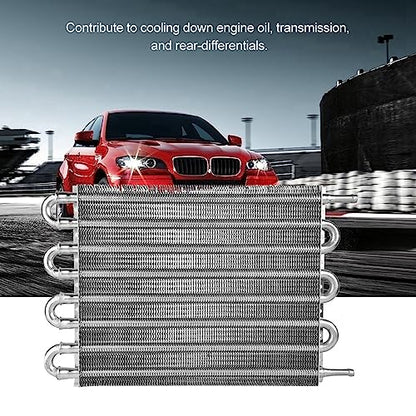 Car 8 Row Remote Transmission Oil Cooler Kit, AutoManual Radiator Converter, Aluminum Alloy Material, Reduce Coolant Temperature, Excellent Cooling Effect, Extend Engine Life,