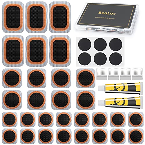 Bike Inner Tire Patch Repair Kit - Bycicle Tube Puncture Patches Kits, 30PCS Vulcanizing Patches, Glueless Patchs for Motorcycle BMX Cycling MTB Road Mountain Bicycle - color: Black