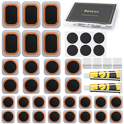 Bike Inner Tire Patch Repair Kit - Bycicle Tube Puncture Patches Kits, 30PCS Vulcanizing Patches, Glueless Patchs for Motorcycle BMX Cycling MTB Road Mountain Bicycle - color: Black