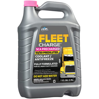 PEAK Fleet Charge SCA Precharged 50/50 Prediluted Antifreeze and Coolant for All Heavy Duty Engine Cooling Systems, 1 Gal. - size: 50/50