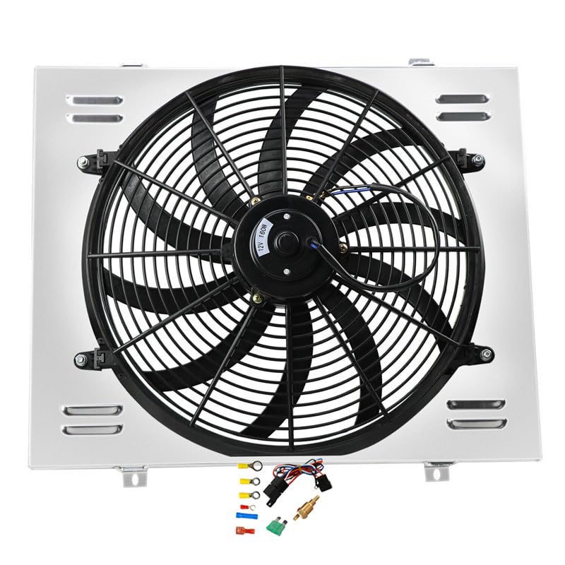 Shroud Fan For 68-74 Chevy Nova 75-87 El Camino 68-81 Pontiac - size: 3 Row Shroud Fan+Relay Kit