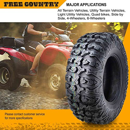 Free Country Set 2 Premium ATV/UTV Tires 27x9-14 27x9x14 8PR w/Scuff Guard - size: 27X9-14