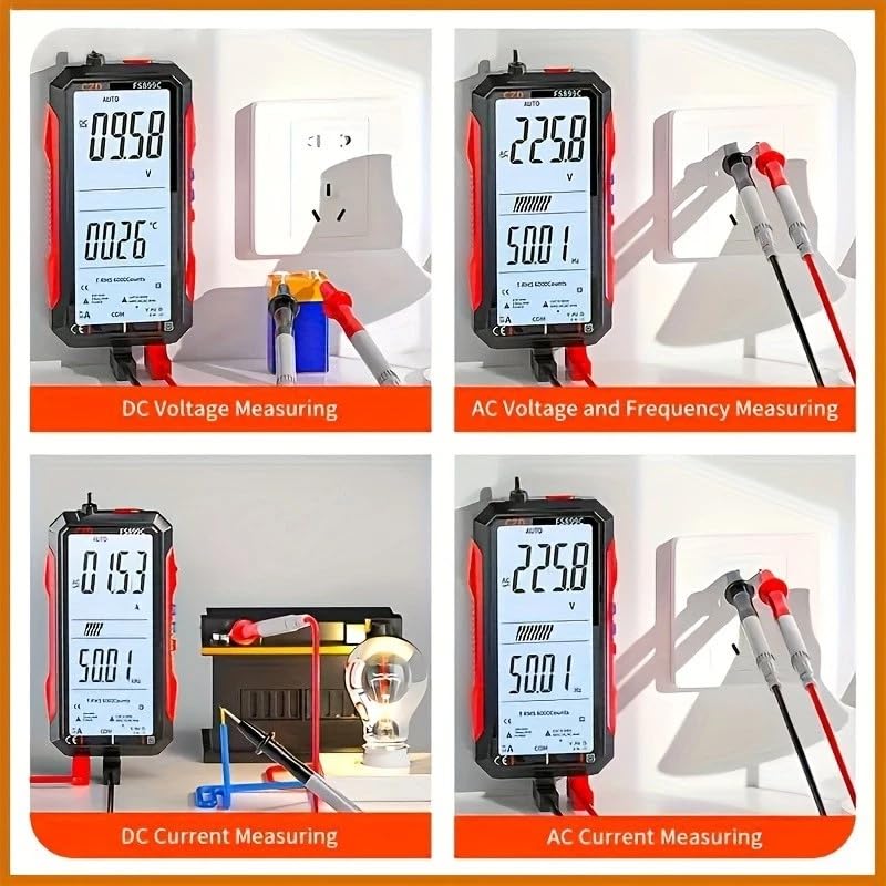 FS899C Rechargeable Digital Multimeter with NCV Non-Contact Voltage Tester, Electrical Tester for Voltage, Current, Resistance, Continuity, Home & Automotive Use