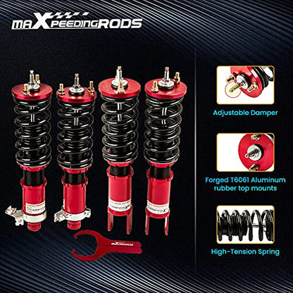 maXpeedingrods Coilover for Honda Civic 1988-2000, Red Damper Adjustable