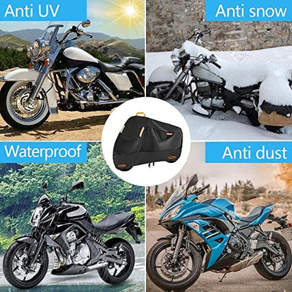 SECELES Scooter Cover Heavy Duty fits up to 74 inch Motorbike - color: Black, size: L (74" x 37" x 43")