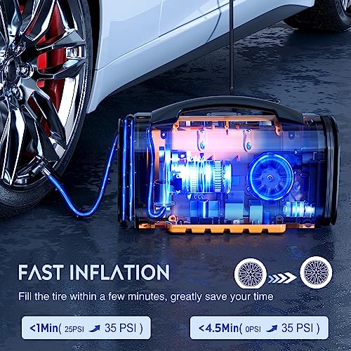 Nilight Portable Air Compressor Tire Inflator AC/DC Dual Power Sources Tire Pump 160PSI Dual Motors Fast Inflate Auto Shutoff Air Pump for Cars&Inflatables Inflation/Deflation,2 Yrs Warranty,12 Volts - color: Ac/DC Air Compressor Pump
