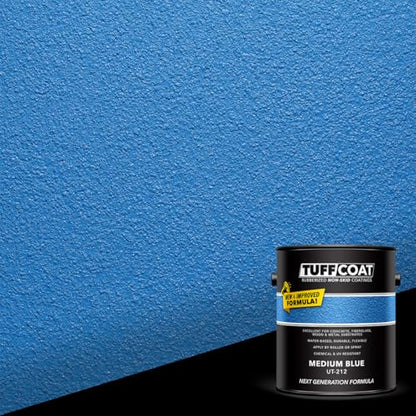 Tuff Coat Medium Texture Rubberized Non-Skid Deck Coating – Textured Non-Slip Safety Surface for Pool Decks, Docks, Boat Ramps, Patios, Walkways & High-Traffic Areas (UT-212 Medium Blue 1-gallon) - color: Medium Blue, size: 128 Fl Oz (Pack of 1)