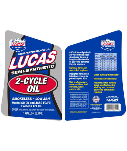 Lucas Oil 10115 Semi-Synthetic 2-Cycle Motor Oil - 1 Gallon (Pack of 4) - size: 1 Gallon, style: 4 Pack