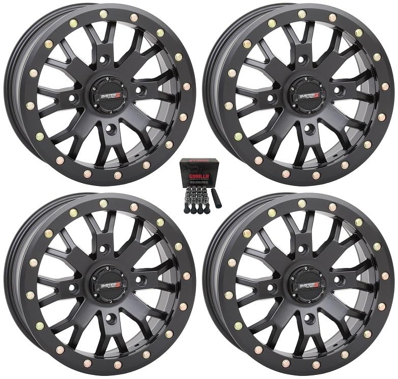 System 3 SB-4 Beadlock Black (4+3) UTV Wheels 15" Can-Am Maverick X3 / Pioneer 1000