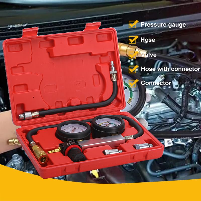TU-21Cylinder Leak Down Tester Kit, Automotive Engine Compression Leakage Test Kit for Cars Trucks Motorcycles (Black) - color: black-1