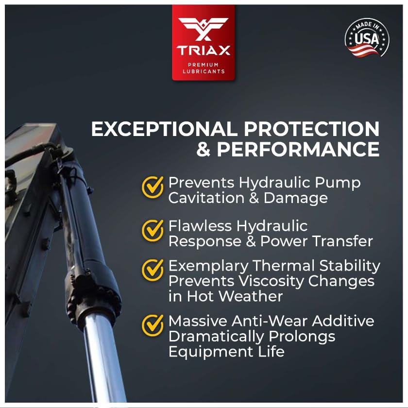 TRIAX Powerflow AW 32 Multi-Viscosity HLP Hydraulic Oil | 6,000 Hour Extended Life | Triple Anti-Wear | True All Season | Pour Point Down to -40F | Virtually Zero Foaming (5 Gallon) - size: 5 Gallon