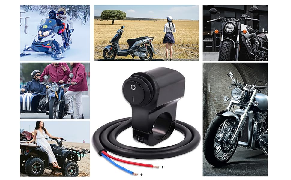 AL Alloy IP68 Toggle Switch for Motorcycle Handlebar, Ourbest 12V Dirt Bike Light Switch - Fits 7/8" Handlebars Black - color: Black