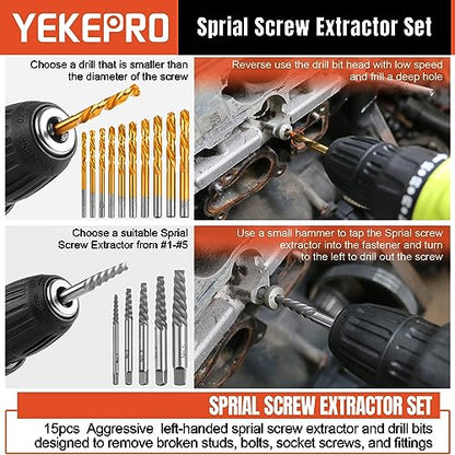 40 Pcs Broken Bolt Extractor Kit with Easy Out Screw Extractor Set - size: 40-Piece Bolt & Screw Extractor Set