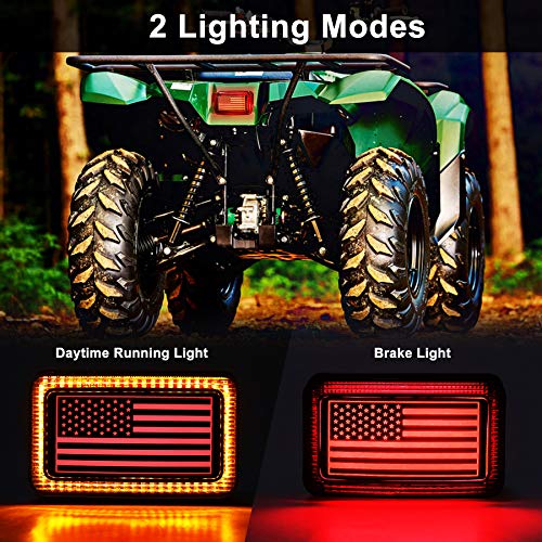 MOVOTOR ATV LED Tail Light with US Flag Design for Yamaha Grizzly Big Bear - color: flag yellow DRL