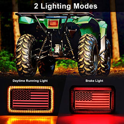 MOVOTOR ATV LED Tail Light with US Flag Design for Yamaha Grizzly Big Bear - color: flag yellow DRL