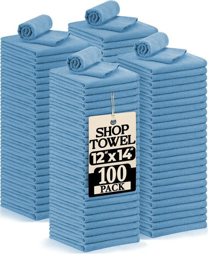 Utopia Cotton Shop Towels, 100 Pack, 12x14 Cleaning Rags, Blue - color: Blue