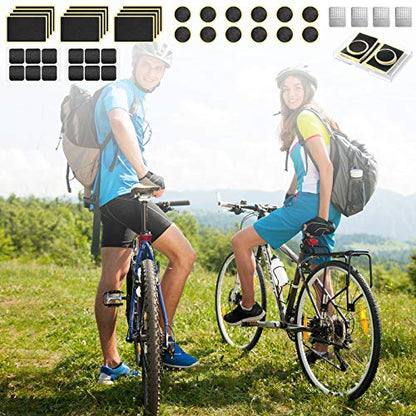Boao 40 Pcs Bike Tire Patch Kit, Glueless Self Adhesive, 4 Metal Rasps
