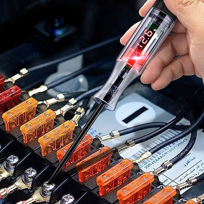 WINAMOO Automotive Test Light 5-90V Digital LED Circuit Tester with Voltage Display, Auto Bidirectional Light Tester, Electrical Voltage Tester with Extended Spring Wire & Probe for Car/RV/Vehicles