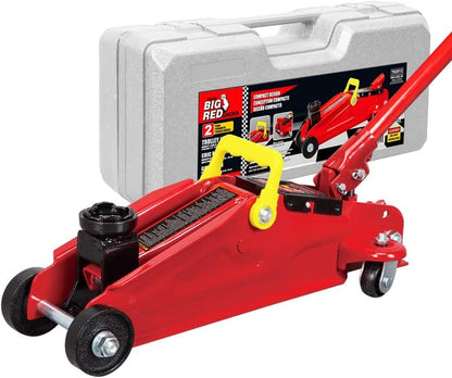 BIG RED T82012 Torin Hydraulic Trolley Service/Floor Jack with Blow Mold Carrying Storage Case, 2 Ton (4,000 lb) Capacity, Red - size: 2 ton with case