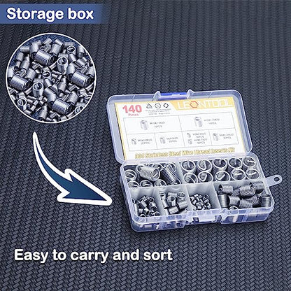 140 Pcs Wire Thread Inserts Kit, Metric Helical Type Coiled Wire - style: 140pcs